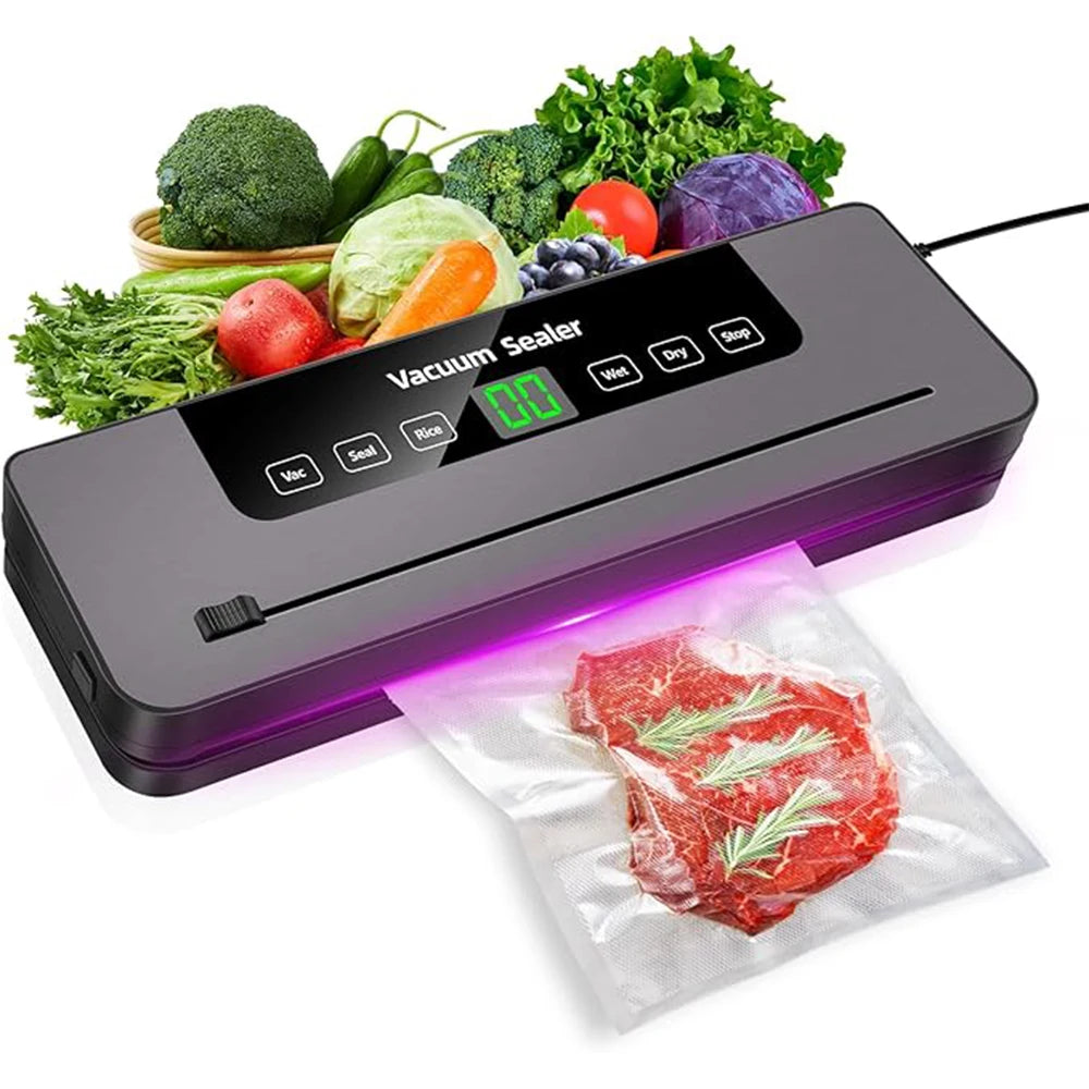 PactFresh vacuum sealer sealing a bag of fresh strawberries